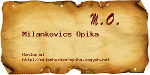 Milankovics Opika névjegykártya